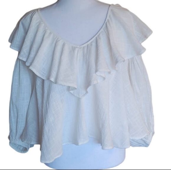Free People Zuri Ruffle Open Back White Crop Top Women's Size Small and Medium - Picture 4 of 6